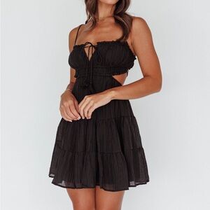 Women's Black Boho Dress with Open Back | Size S